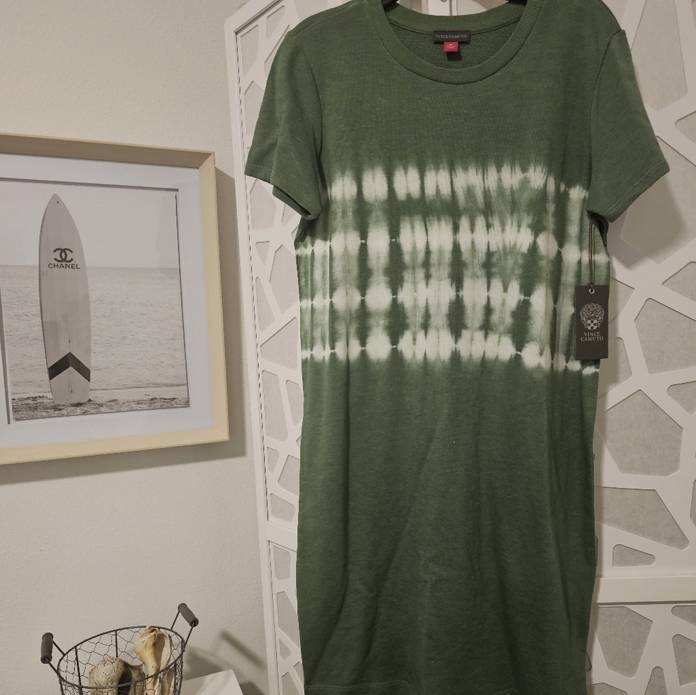 Vince Camuto tie dye terry cloth dress (green)